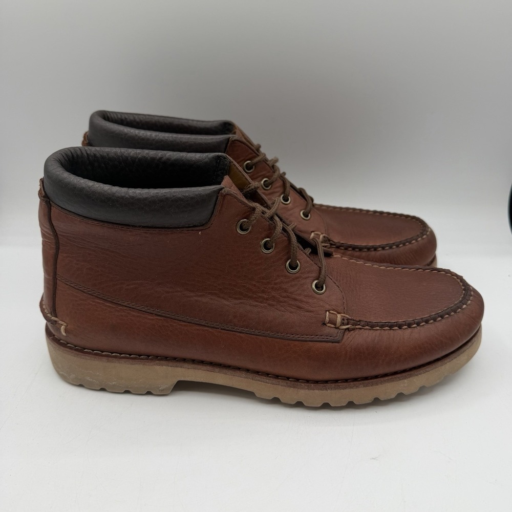 LL Bean Cruiser Signature Chukka Boots Mens 11 D Brown Leather Lace Up Ankle
